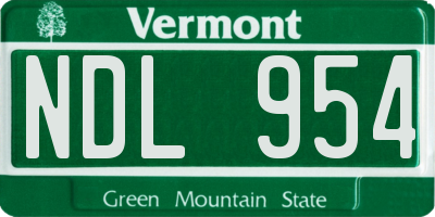 VT license plate NDL954