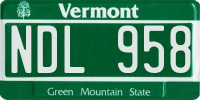 VT license plate NDL958