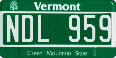 VT license plate NDL959