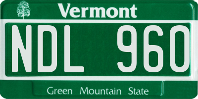 VT license plate NDL960