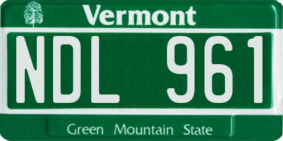 VT license plate NDL961
