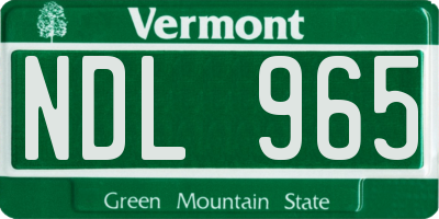 VT license plate NDL965