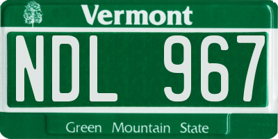VT license plate NDL967