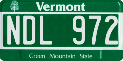 VT license plate NDL972