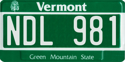 VT license plate NDL981