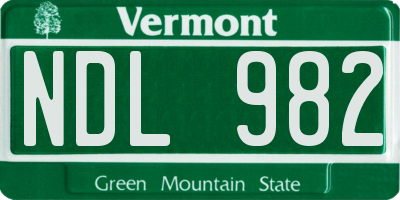 VT license plate NDL982