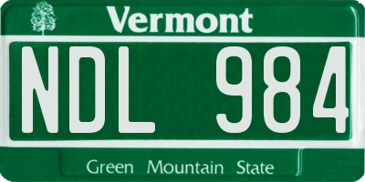 VT license plate NDL984