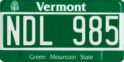 VT license plate NDL985