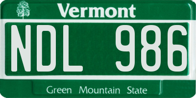 VT license plate NDL986