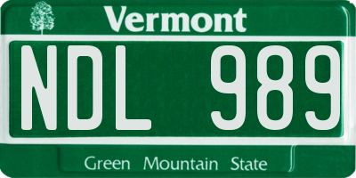 VT license plate NDL989