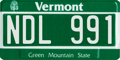 VT license plate NDL991