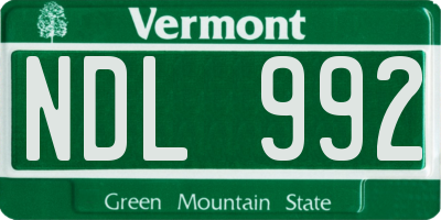 VT license plate NDL992