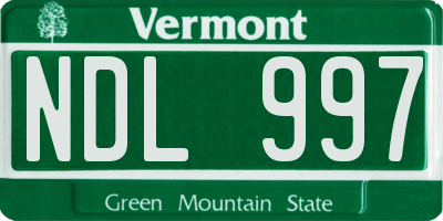 VT license plate NDL997