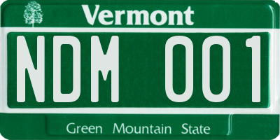 VT license plate NDM001