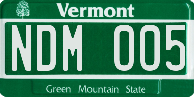 VT license plate NDM005
