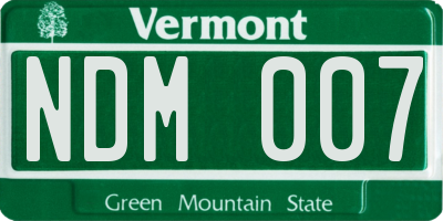 VT license plate NDM007