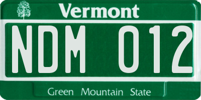 VT license plate NDM012