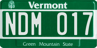 VT license plate NDM017