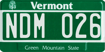 VT license plate NDM026