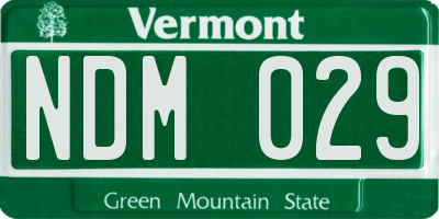 VT license plate NDM029