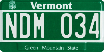 VT license plate NDM034