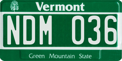 VT license plate NDM036