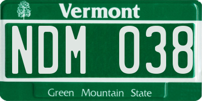 VT license plate NDM038