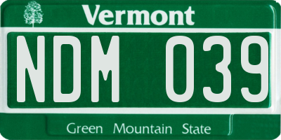 VT license plate NDM039