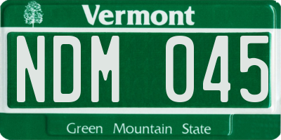 VT license plate NDM045