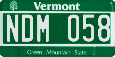VT license plate NDM058