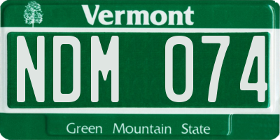 VT license plate NDM074