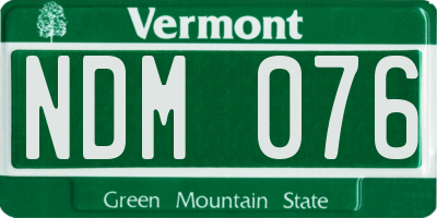 VT license plate NDM076