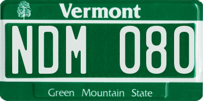 VT license plate NDM080