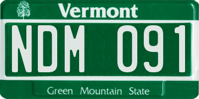 VT license plate NDM091