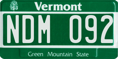 VT license plate NDM092