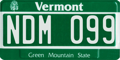 VT license plate NDM099