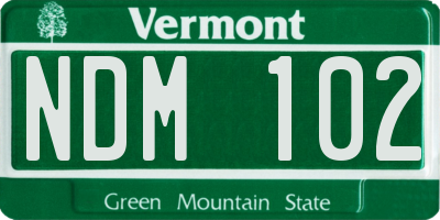VT license plate NDM102