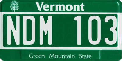 VT license plate NDM103