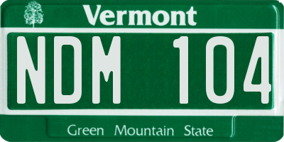 VT license plate NDM104