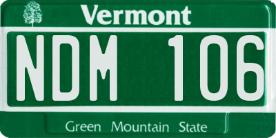 VT license plate NDM106