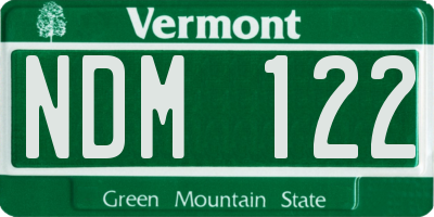 VT license plate NDM122