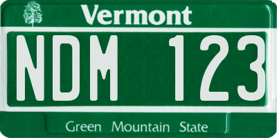 VT license plate NDM123