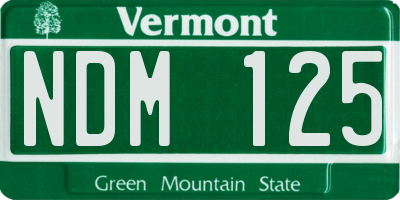 VT license plate NDM125