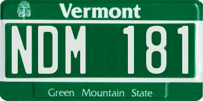 VT license plate NDM181