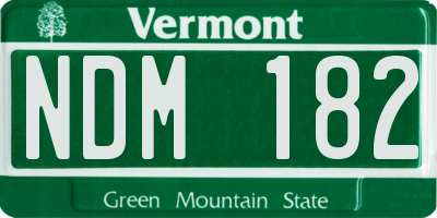 VT license plate NDM182