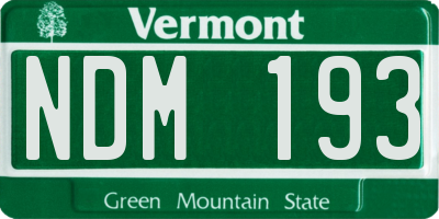 VT license plate NDM193