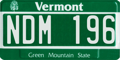 VT license plate NDM196