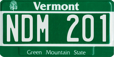 VT license plate NDM201