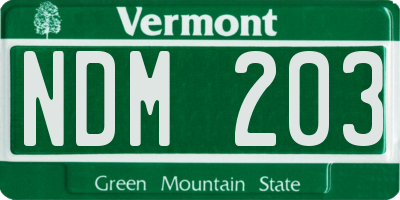 VT license plate NDM203