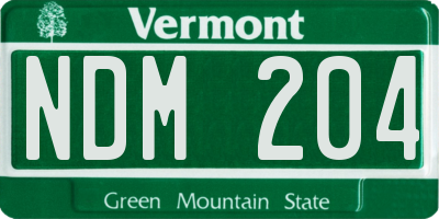VT license plate NDM204